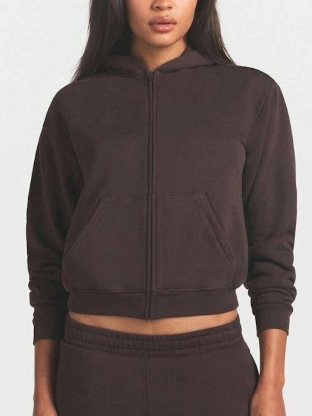 SKIMS French Terry "The Zip Up Hoodie" - Espresso - Size Large
